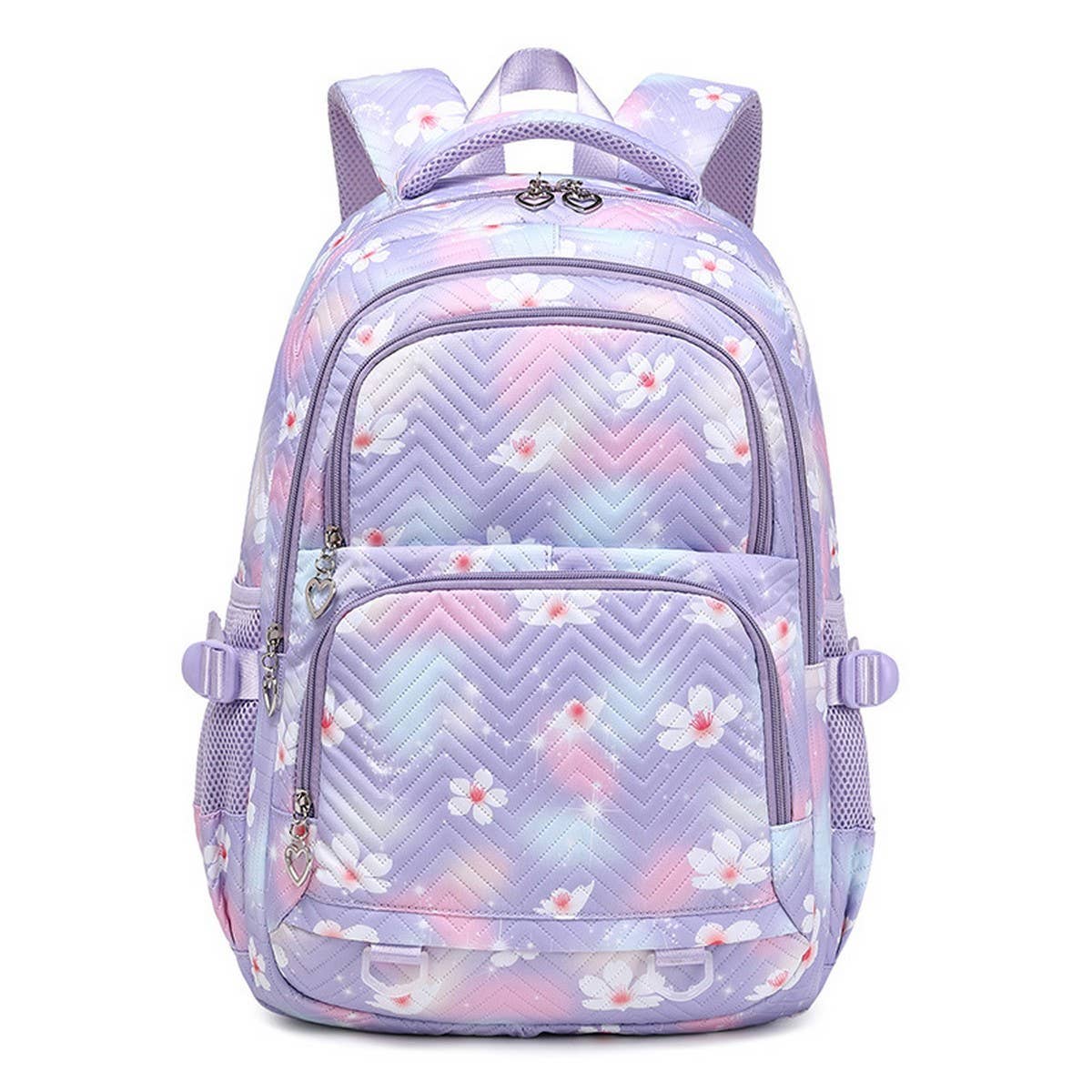 Waterproof quilted backpack - floral