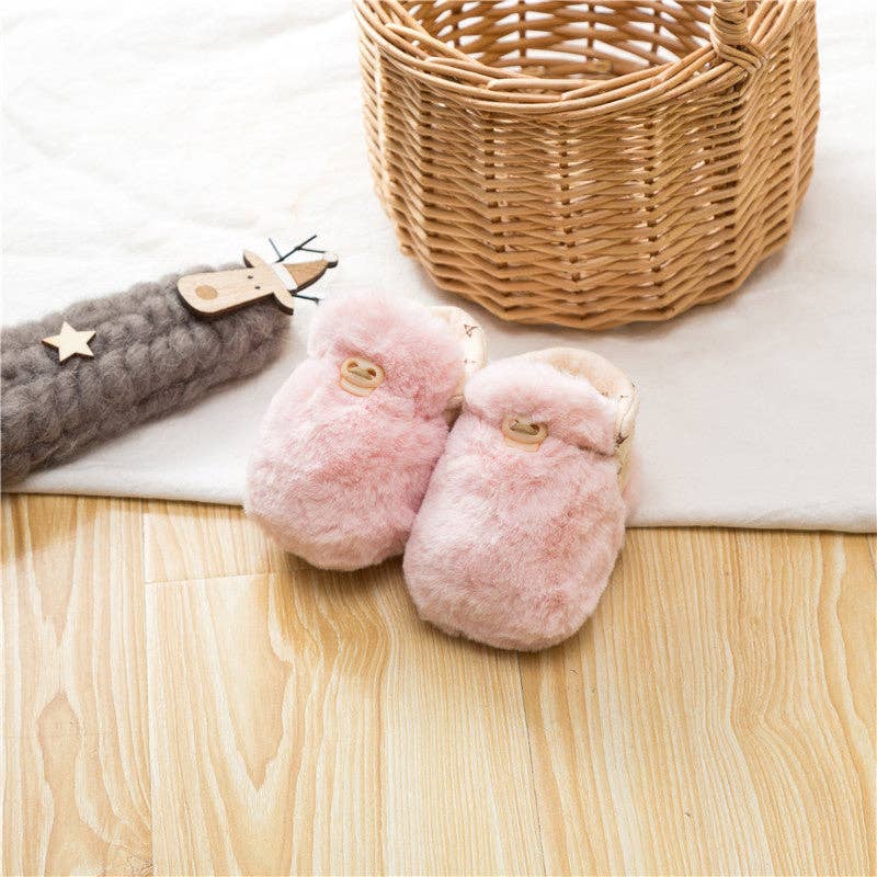 Plush Warm baby booties - pink