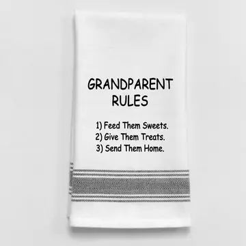 Grandparent Rules 1 Sweet. 2 Treats. 3 Home. White - Black Lined Trim