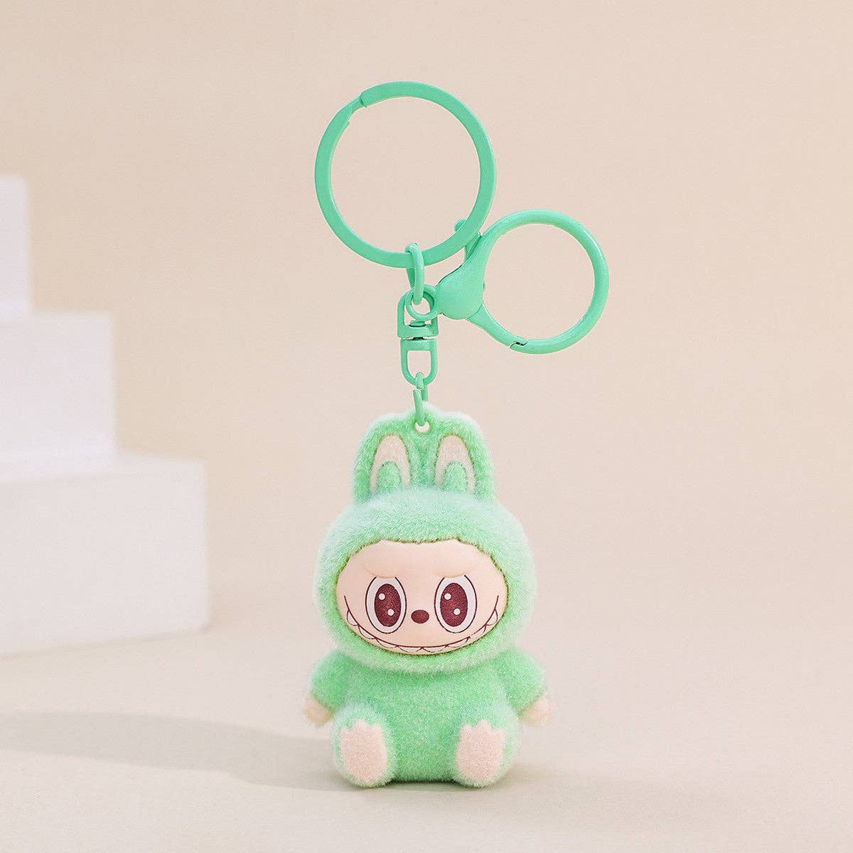 Labubu flocking backpack clip /keychain