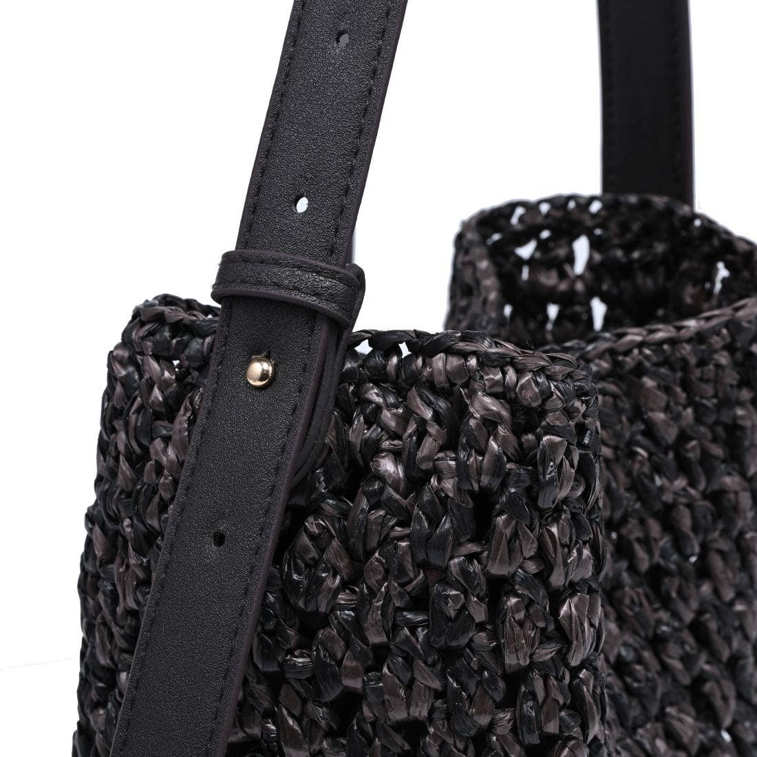 Handwoven bucket Shoulder Bag - chocolate