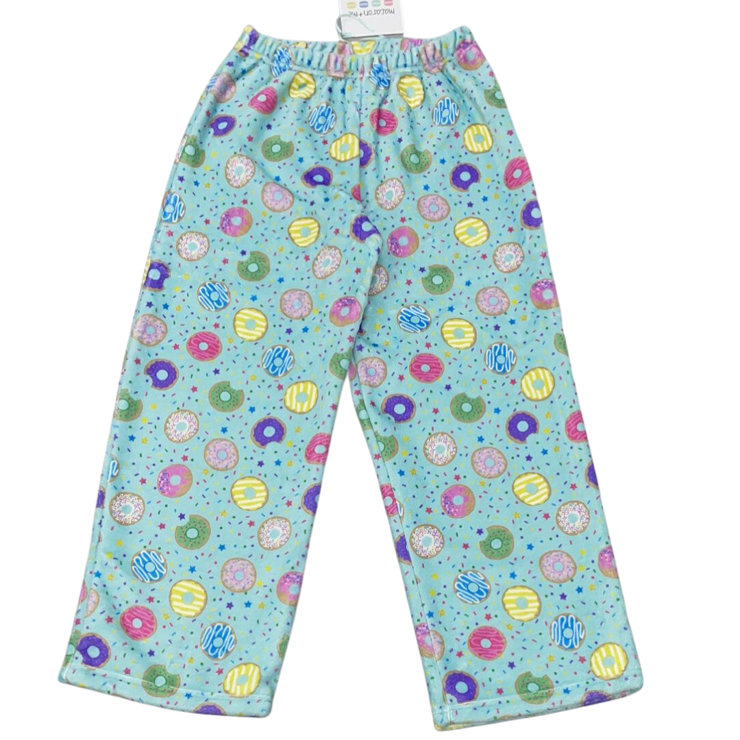 Tween Plush Pants-Turquoise Donuts