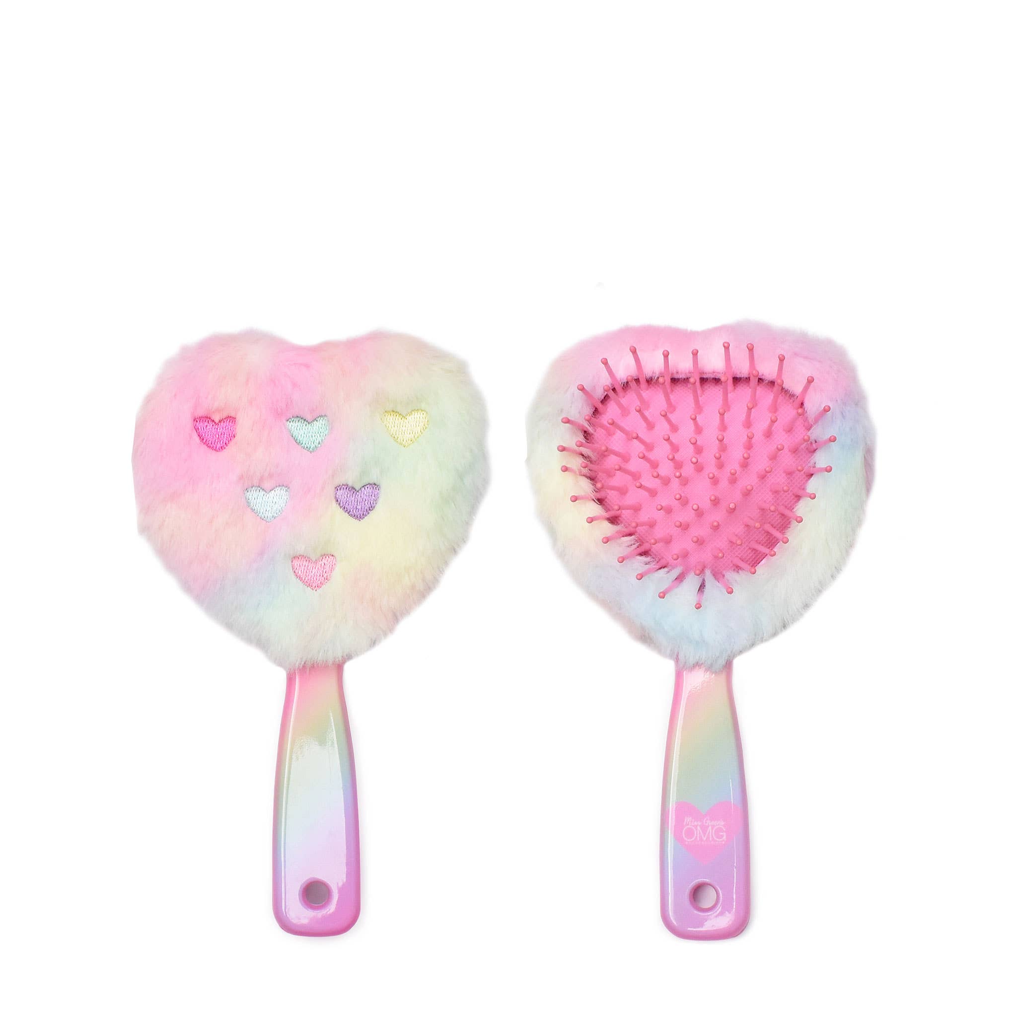 Heart Embroidered  Plush Heart-Shaped Hairbrush