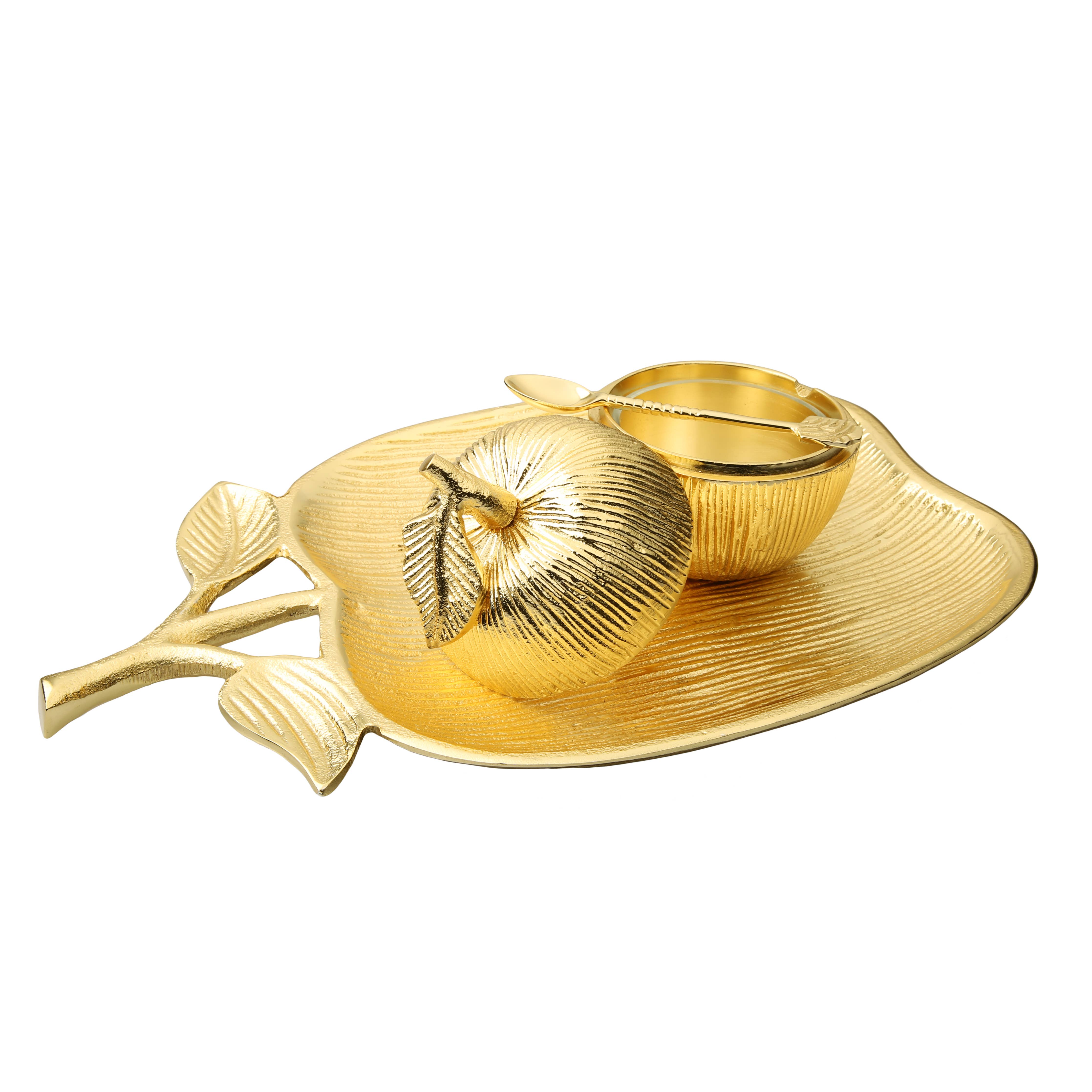 Large Apple Shaped Dish with Removable Honey Jar
