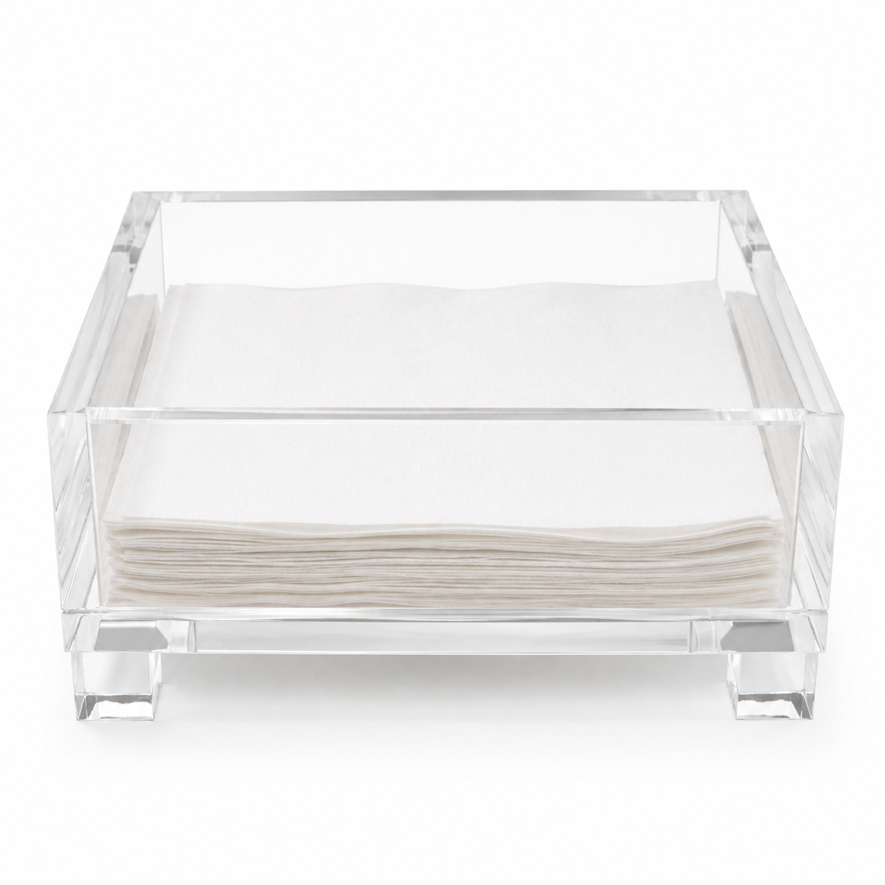 Clear Acrylic Cocktail Napkin Holder, Cube Feet