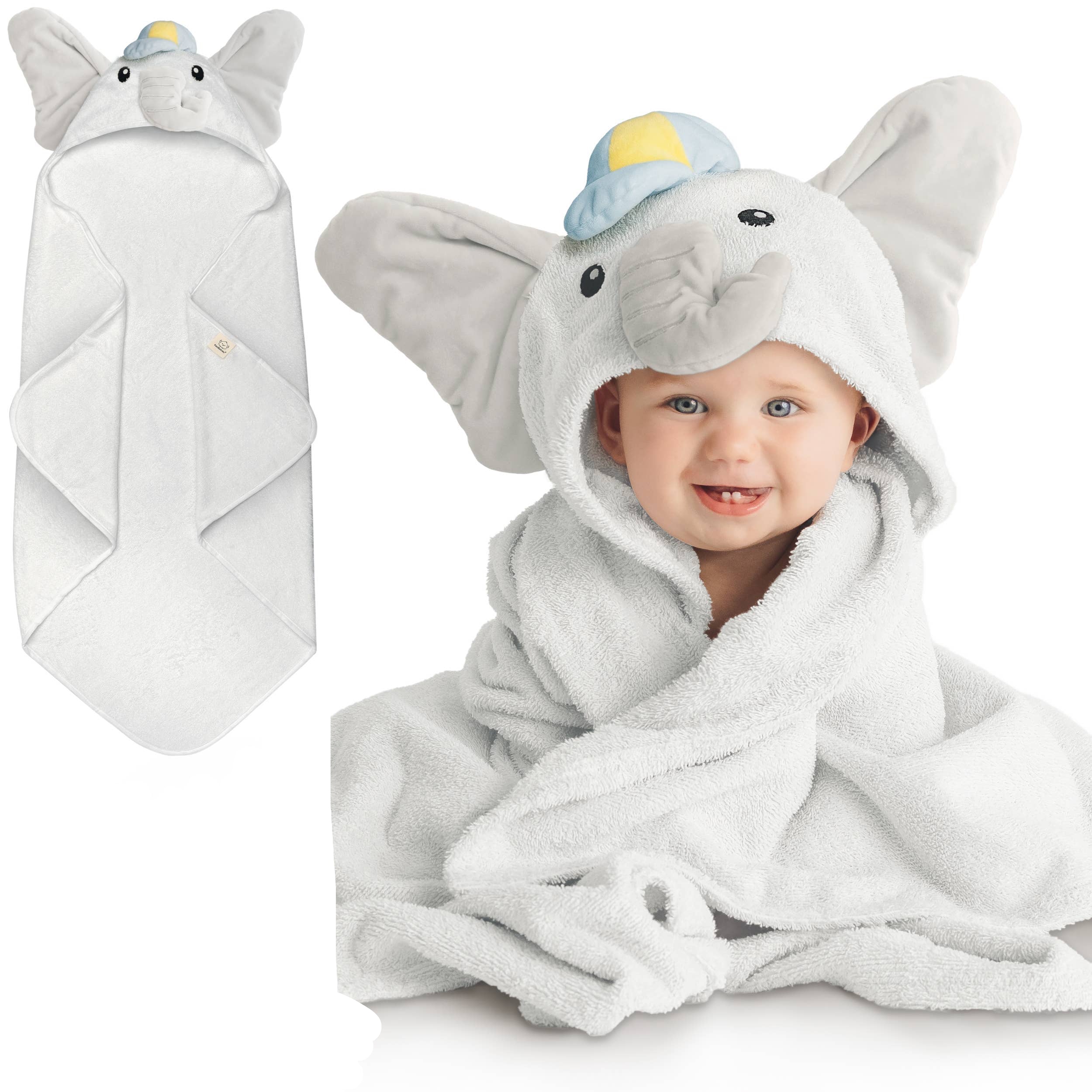 PERSONALIZED TERRY BABY HOODED TOWELS - Elephant