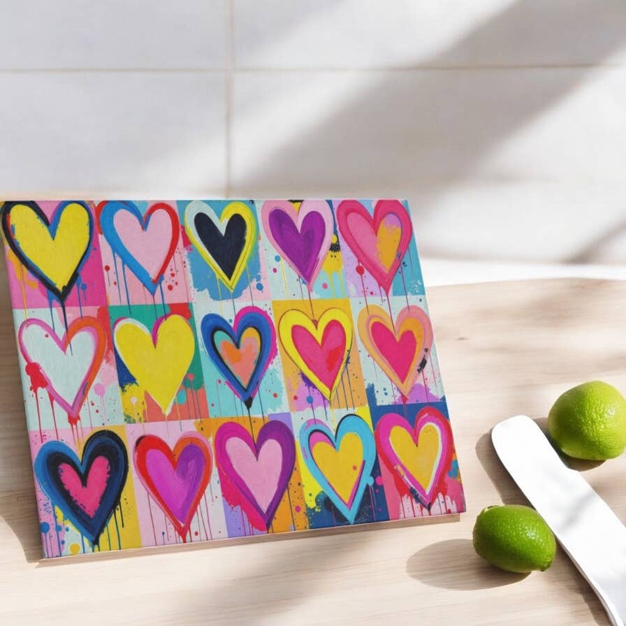 Hearts Art Cutting Board   