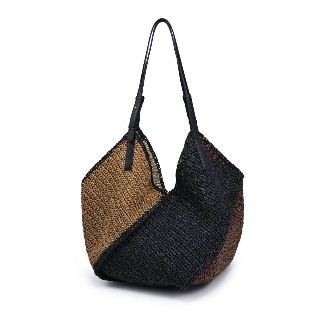 Raffia multi black and natural Tote