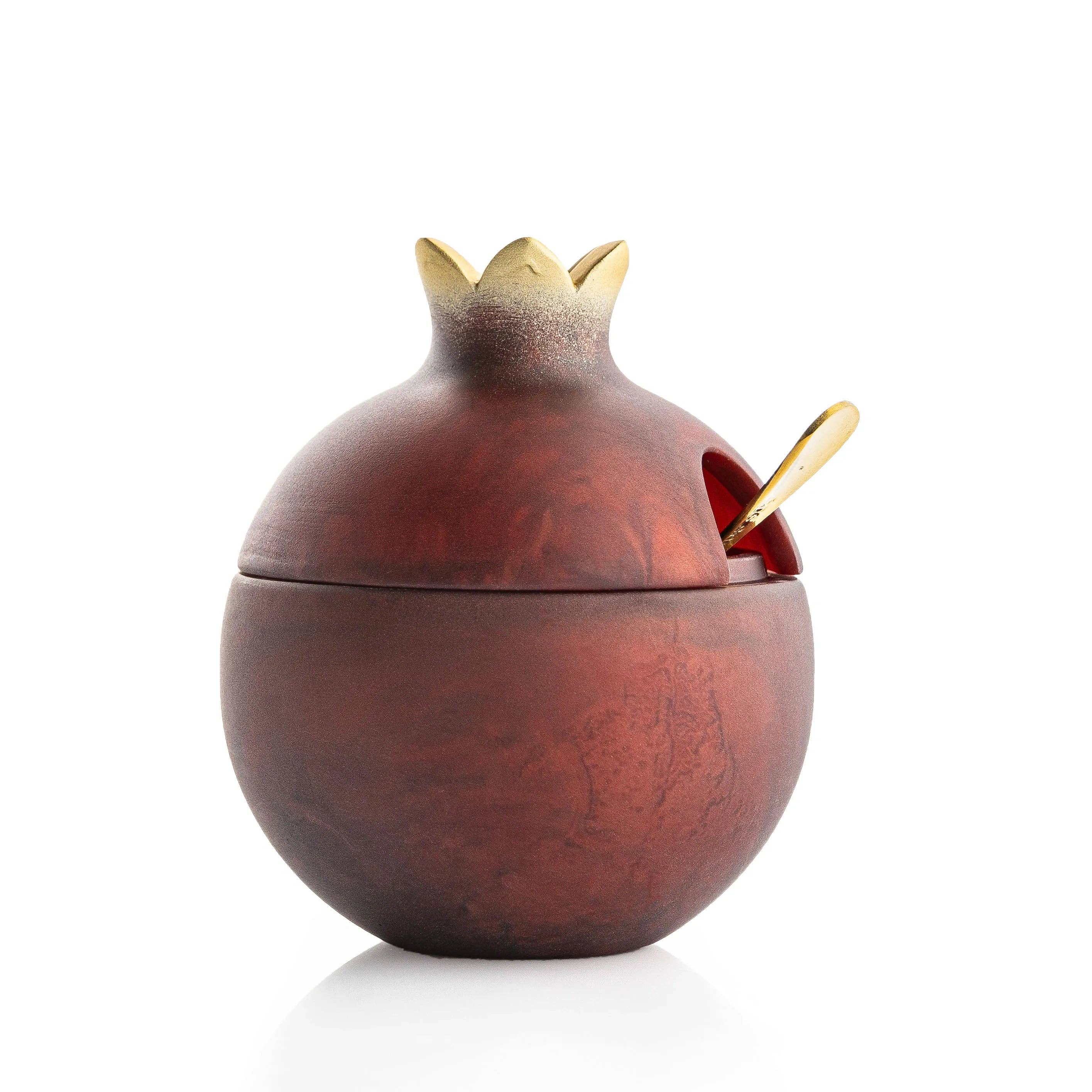 Resin Pomegranate Honey Dish - deep red