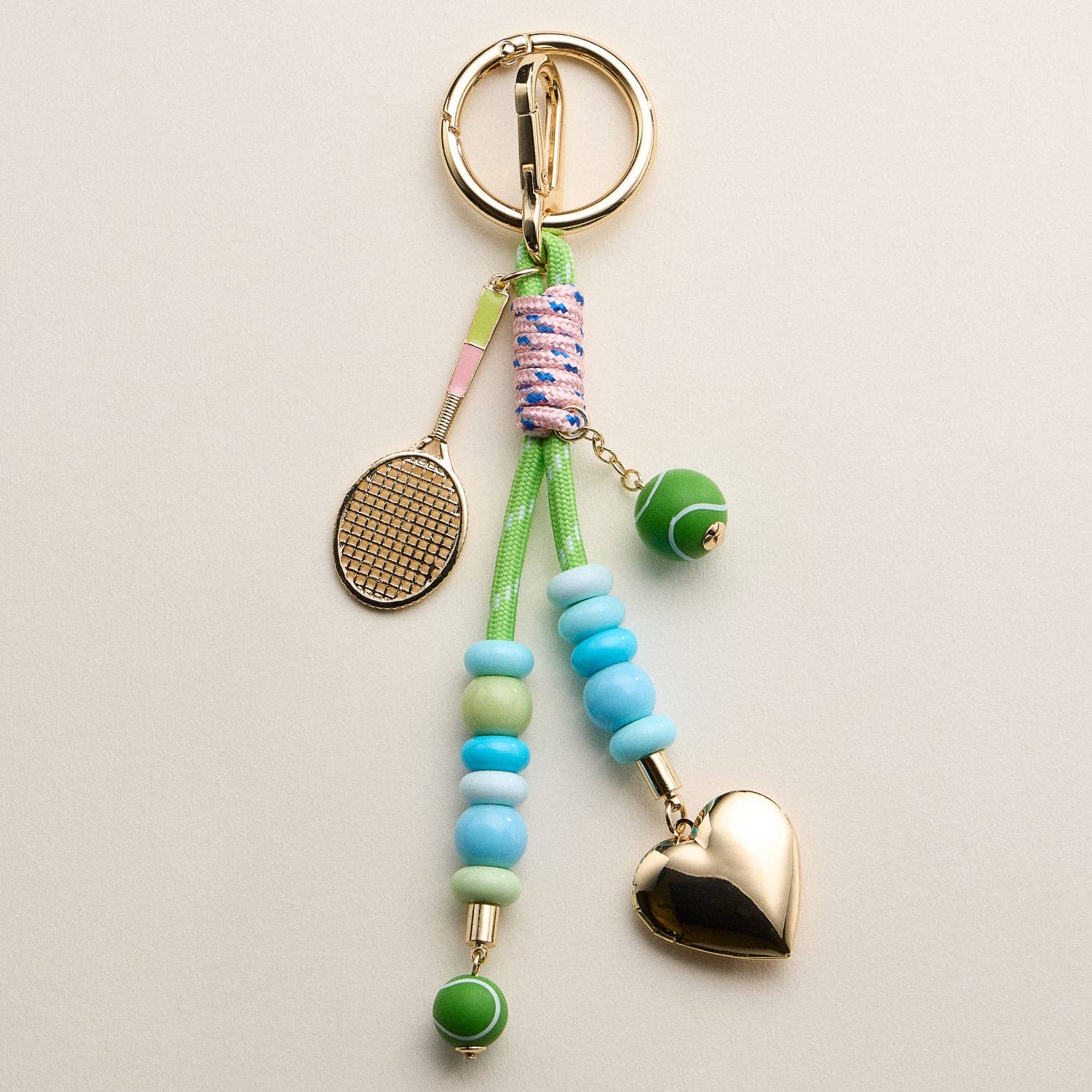 Tennis Charm Beaded Keychain