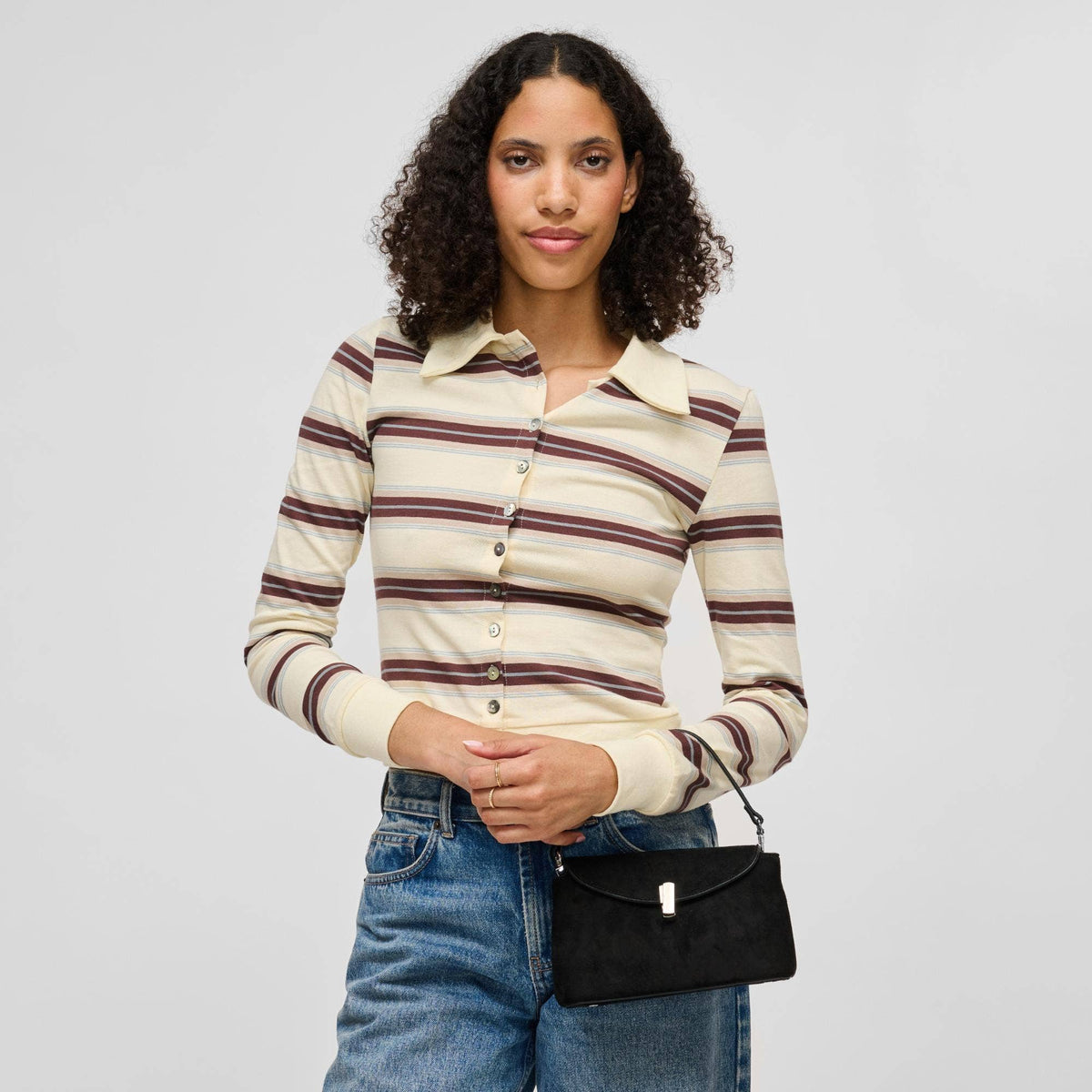 Vegan leather shoulder/crossbody bag - black