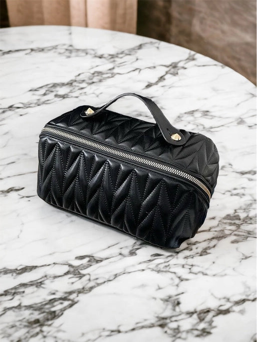 Woven Chic Cosmetic Bag - Black