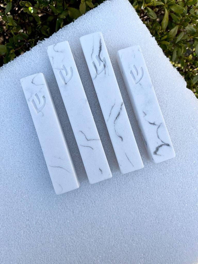 WHITE Marble Stone mezuzah