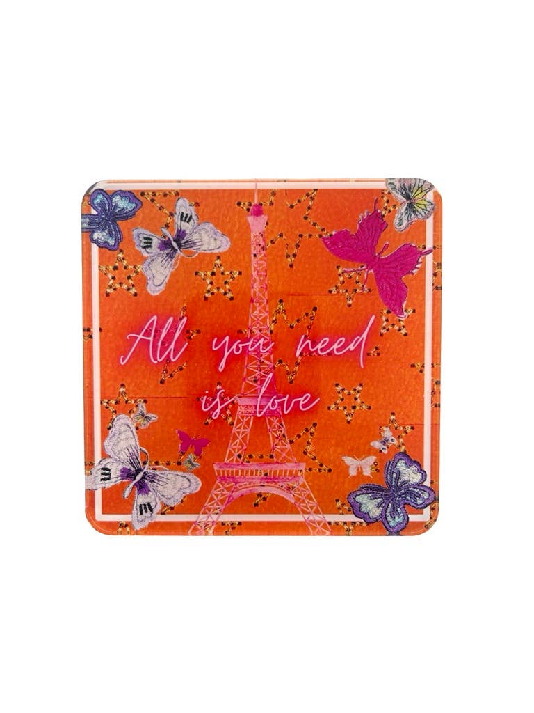 Set of 4 Acrylic Coasters in holder, All You Need