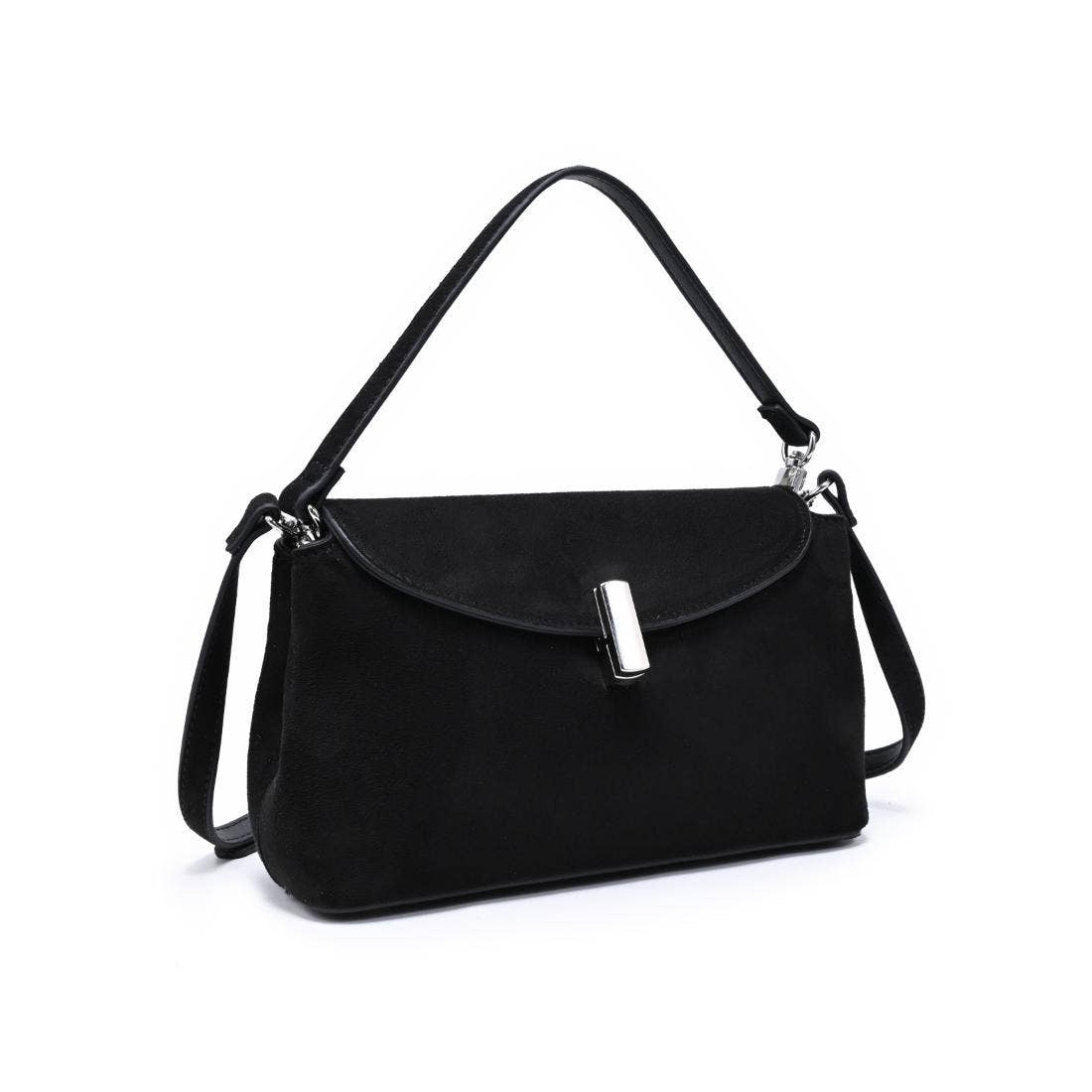 Vegan leather shoulder/crossbody bag - black