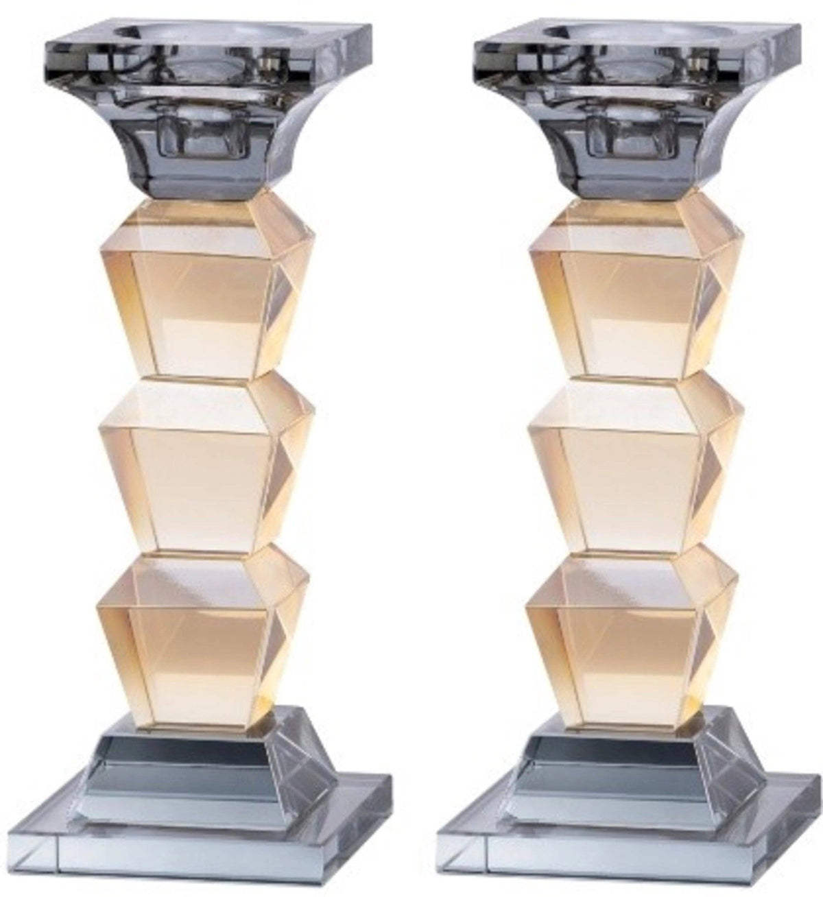 Black & Gold Crystal Candlesticks/Tealight Holders
