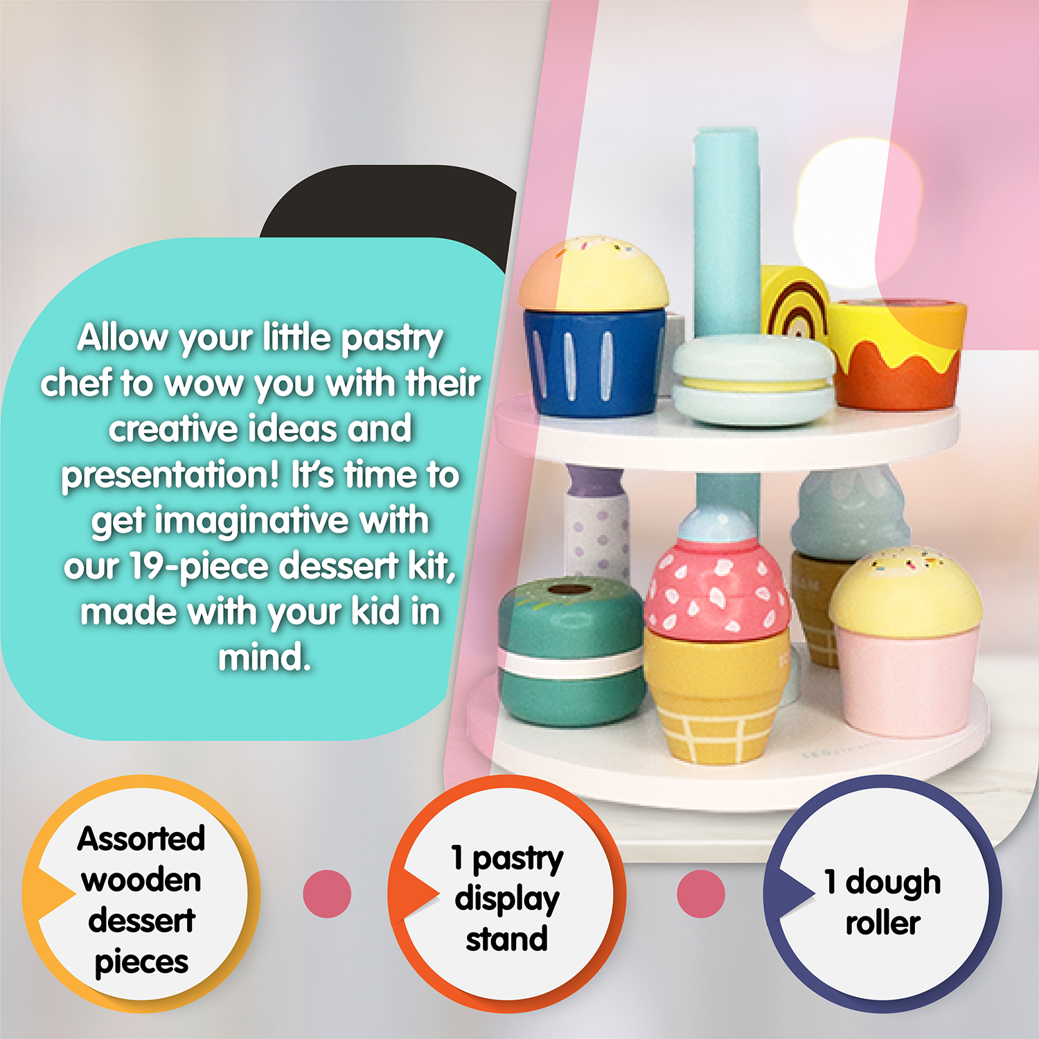 19-Piece Wooden Kid’s Bakery Play Set