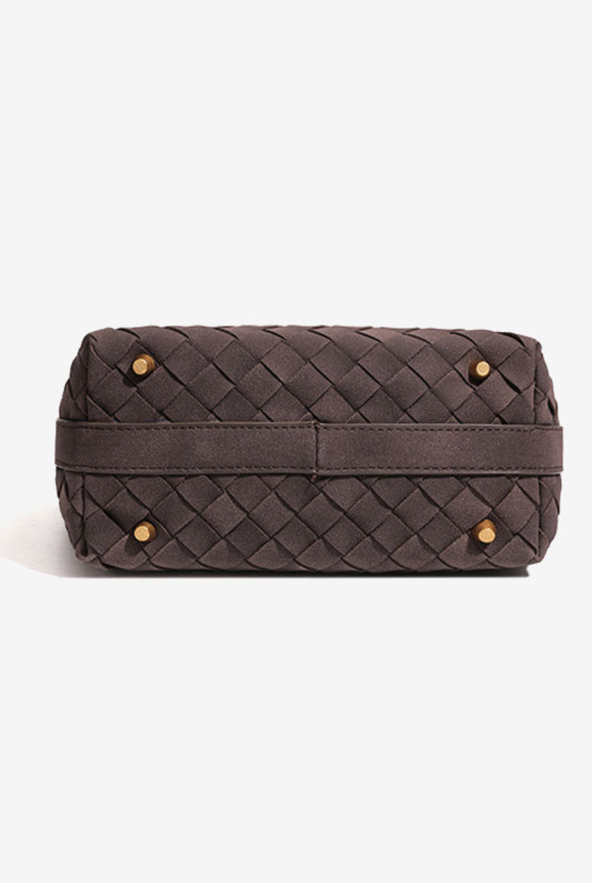 Woven vegan Suede Hobo Bag - espresso