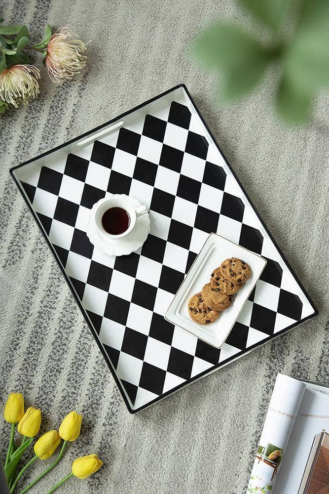 Black and white checkerboard Tray
