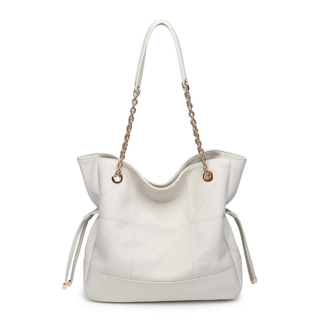 Cinched quilted Tote - ivory