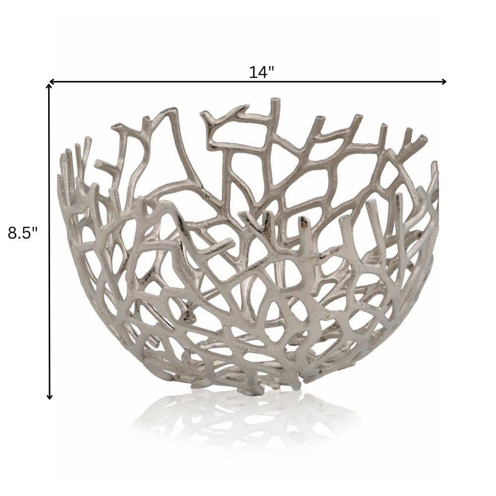 Silver Twigs Round Bowl
