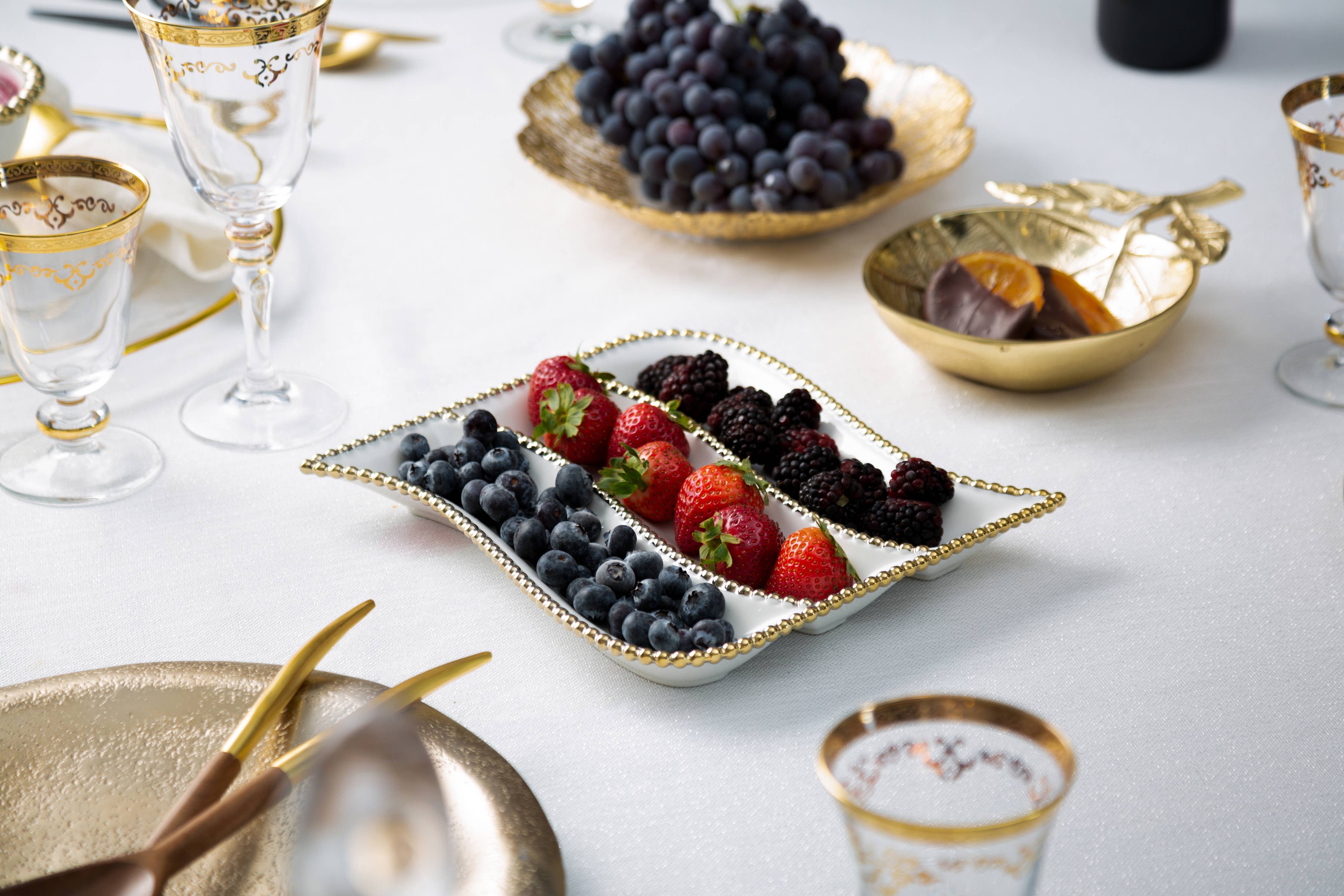 White Porcelain 3 Divider Dish