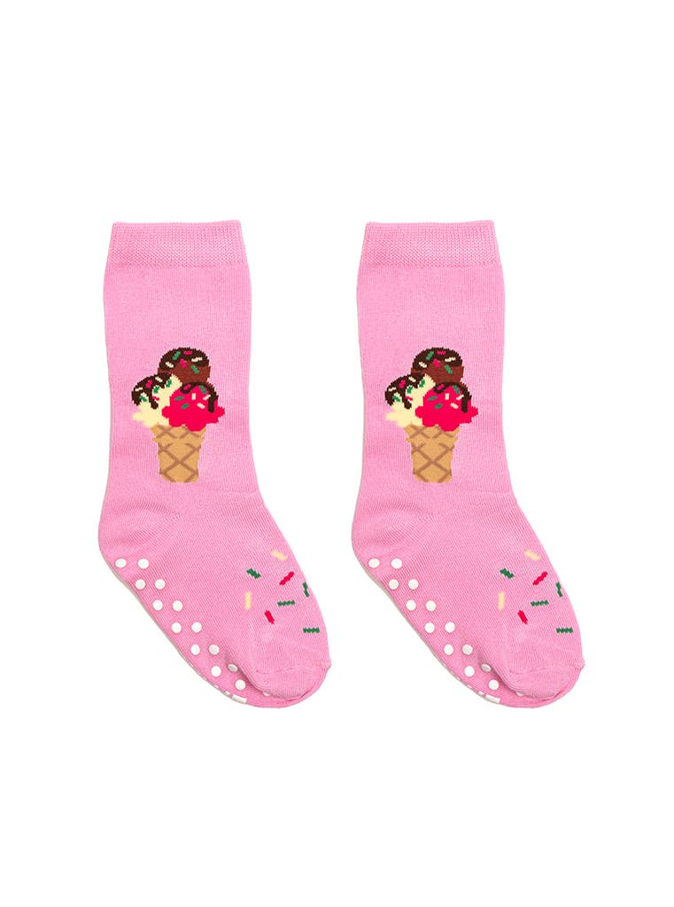 Chaussettes emballées en 3D - Enfants - Crème glacée - Rose
