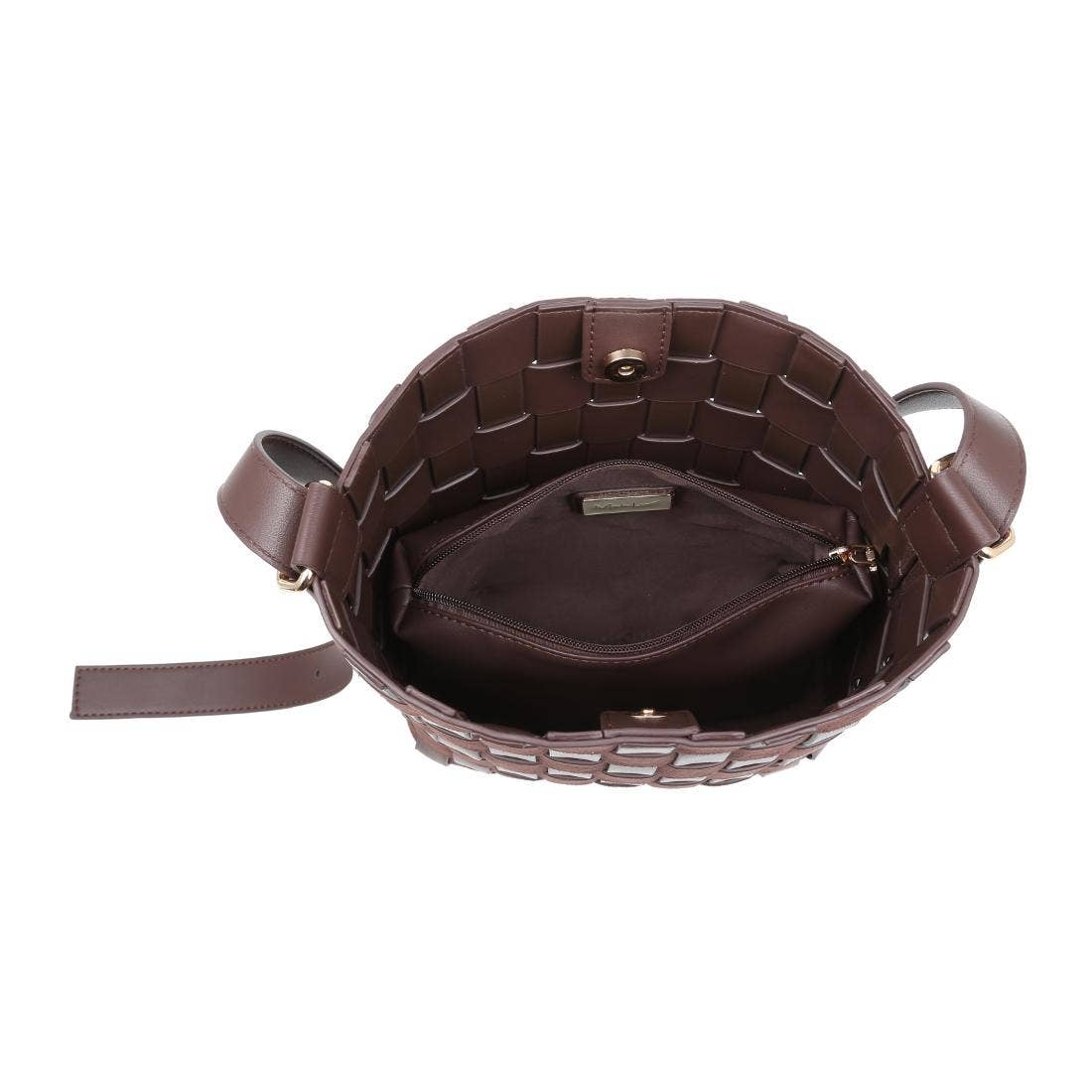 Vegan leather panel bucket bag - chocolate