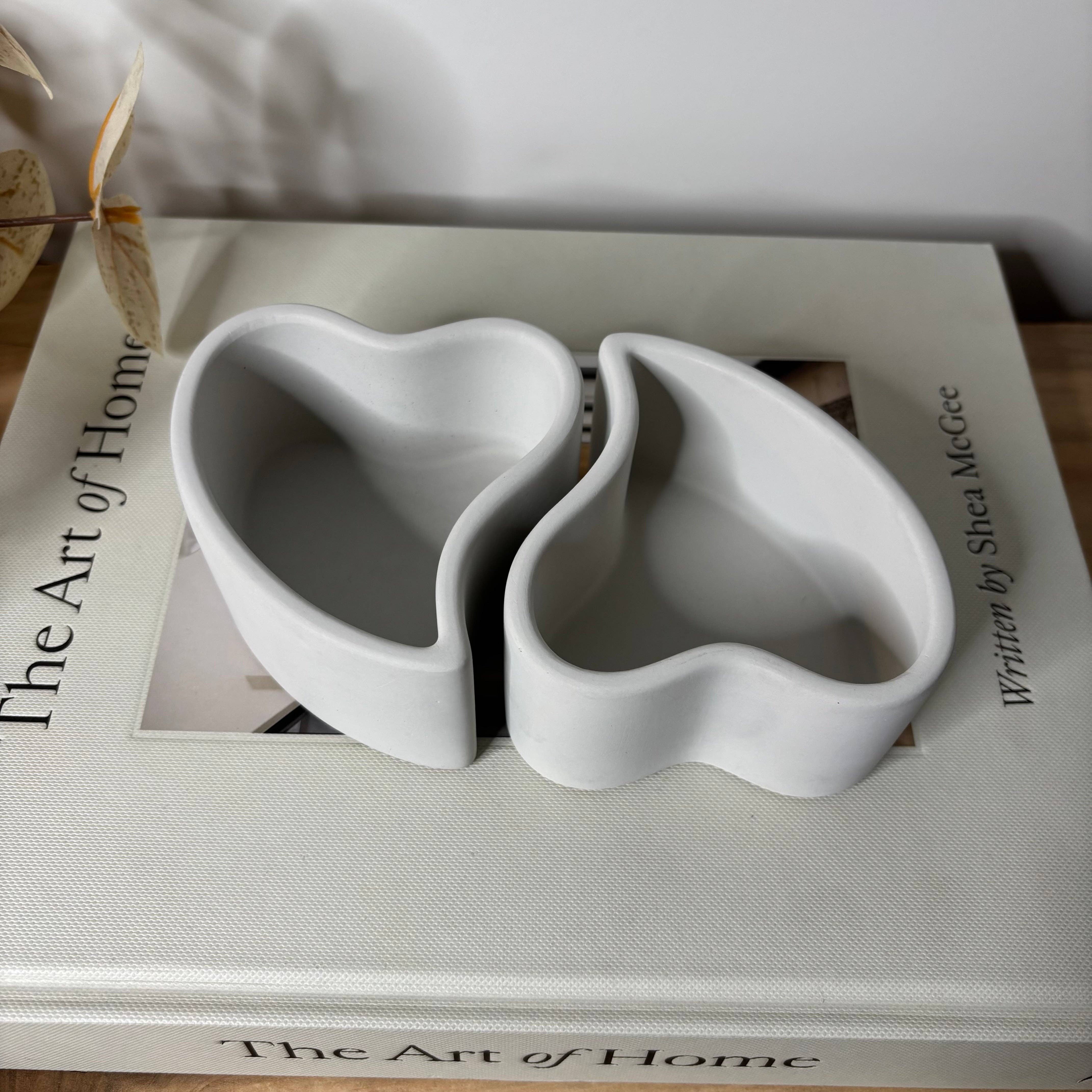 Heart-Shaped Concrete Dish - set of 2