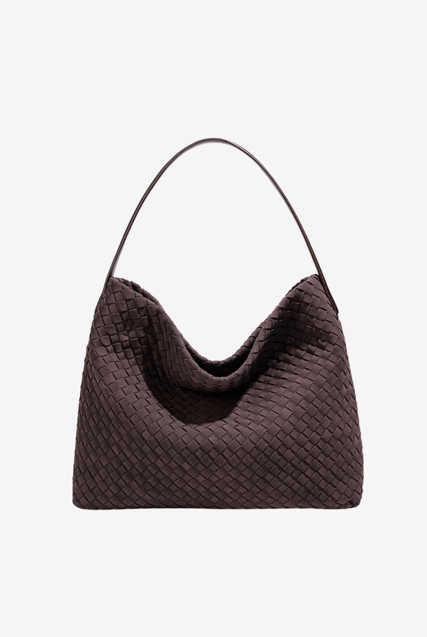 Woven Suede Hobo Crossbody Bag