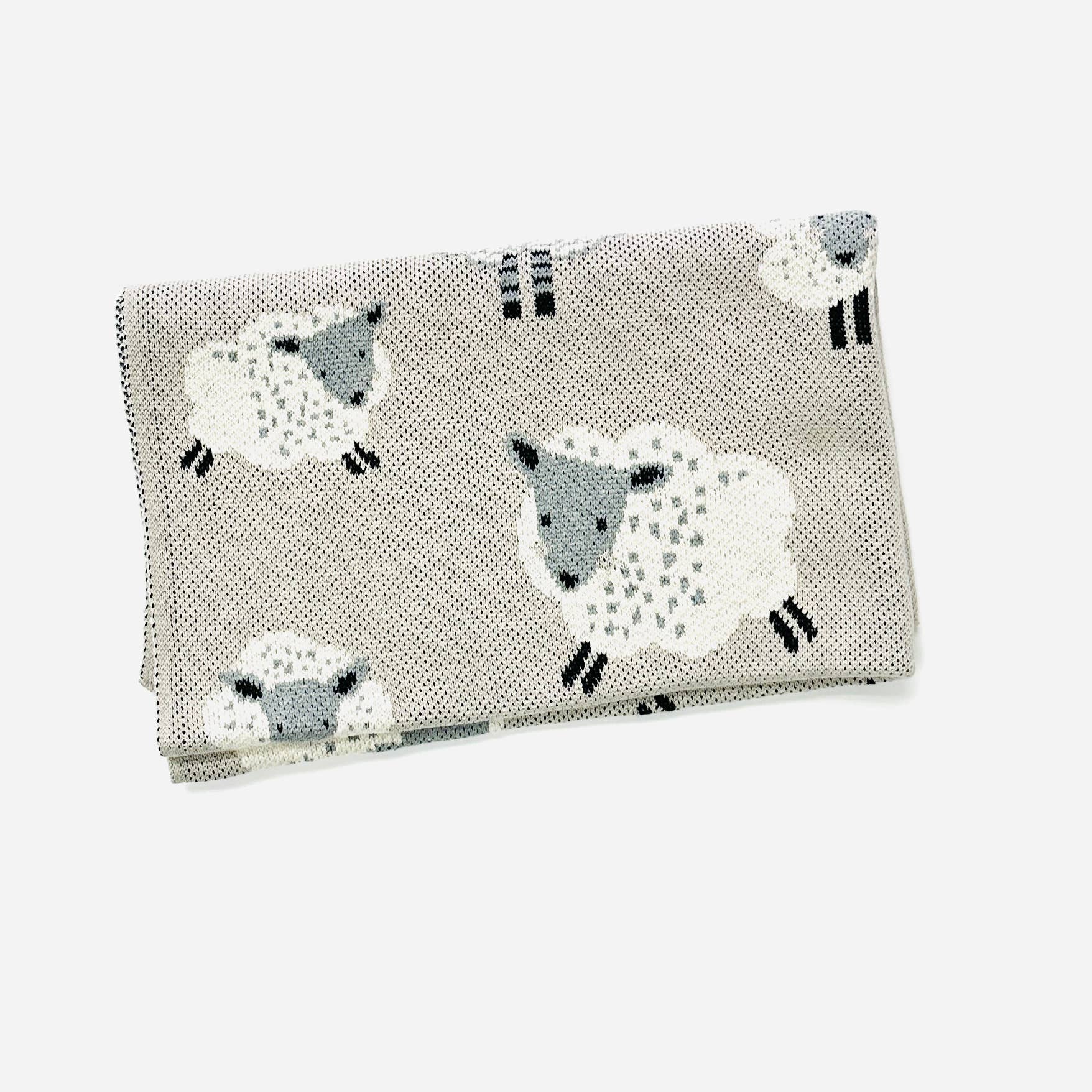 Personalized Organic Cotton Knit Baby Blanket - sheep