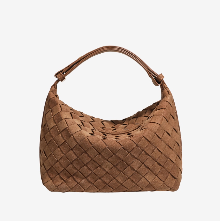 Woven vegan Suede Hobo Bag - camel
