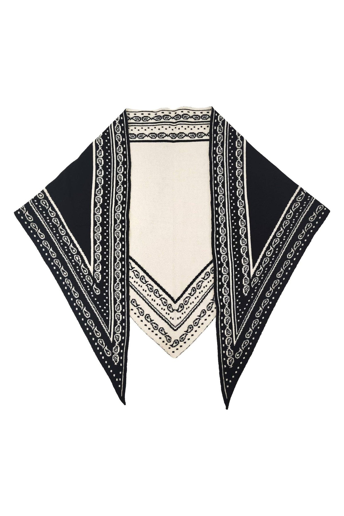 Paisley Border Triangle Knit Scarf