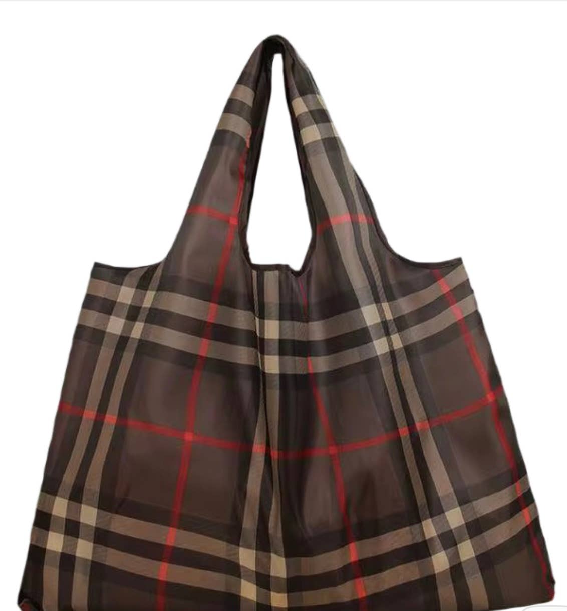 printed reusable shopping / beach bag - plaid