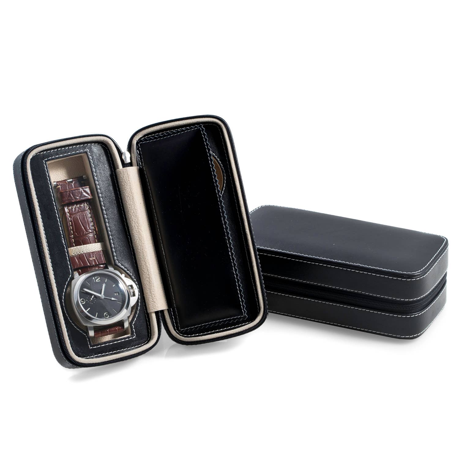 Leather Double Watch Travel Case
