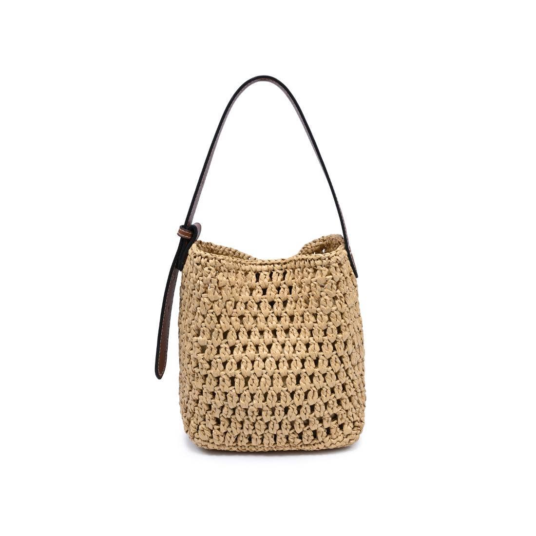 Handwoven bucket Shoulder Bag - natural