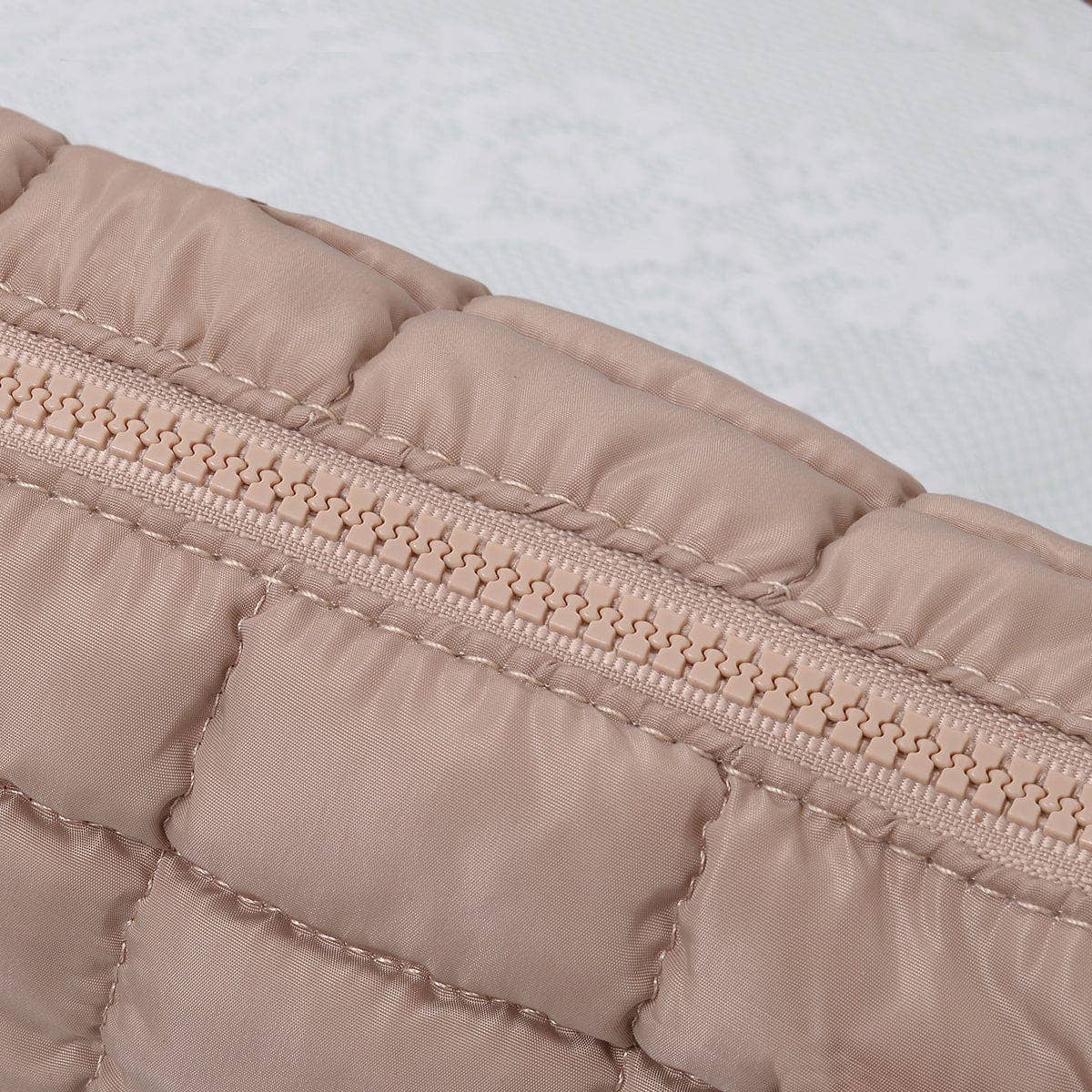 Quilted Puffer Satchel/Crossbody Bag - taupe