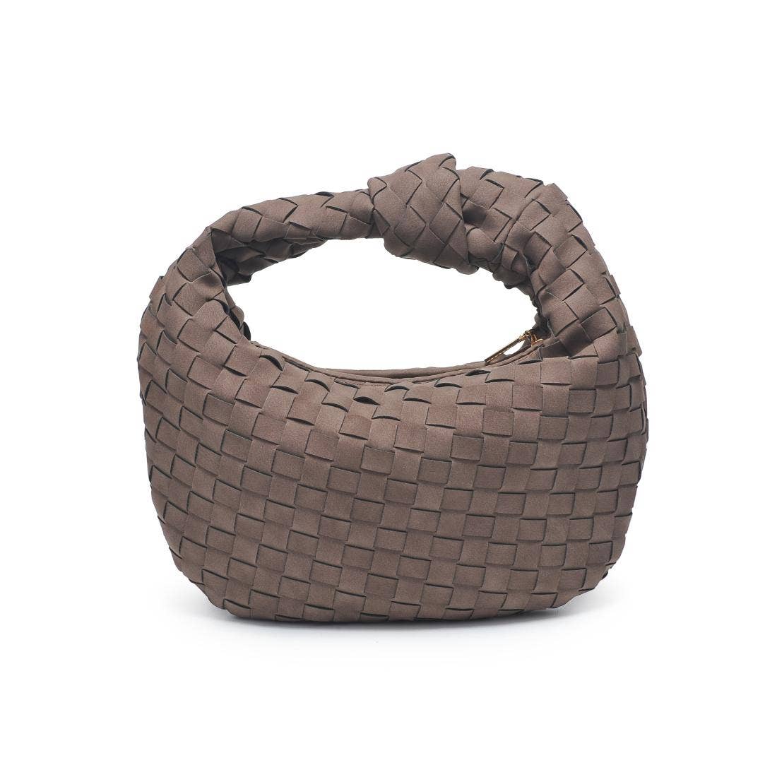 Knotted woven Suede Clutch - taupe