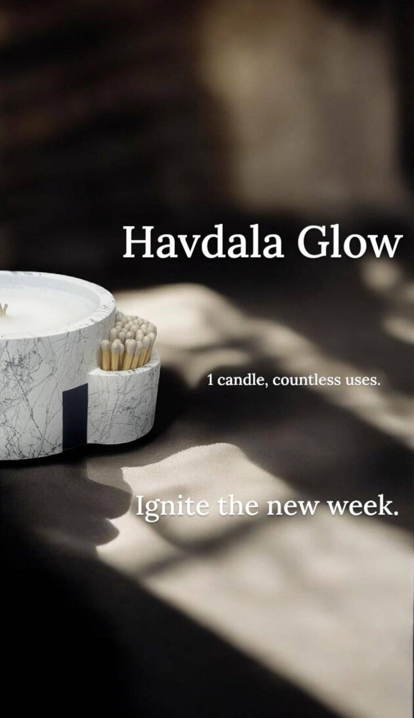 White & Gray Marble - Havdalah Glow Candle