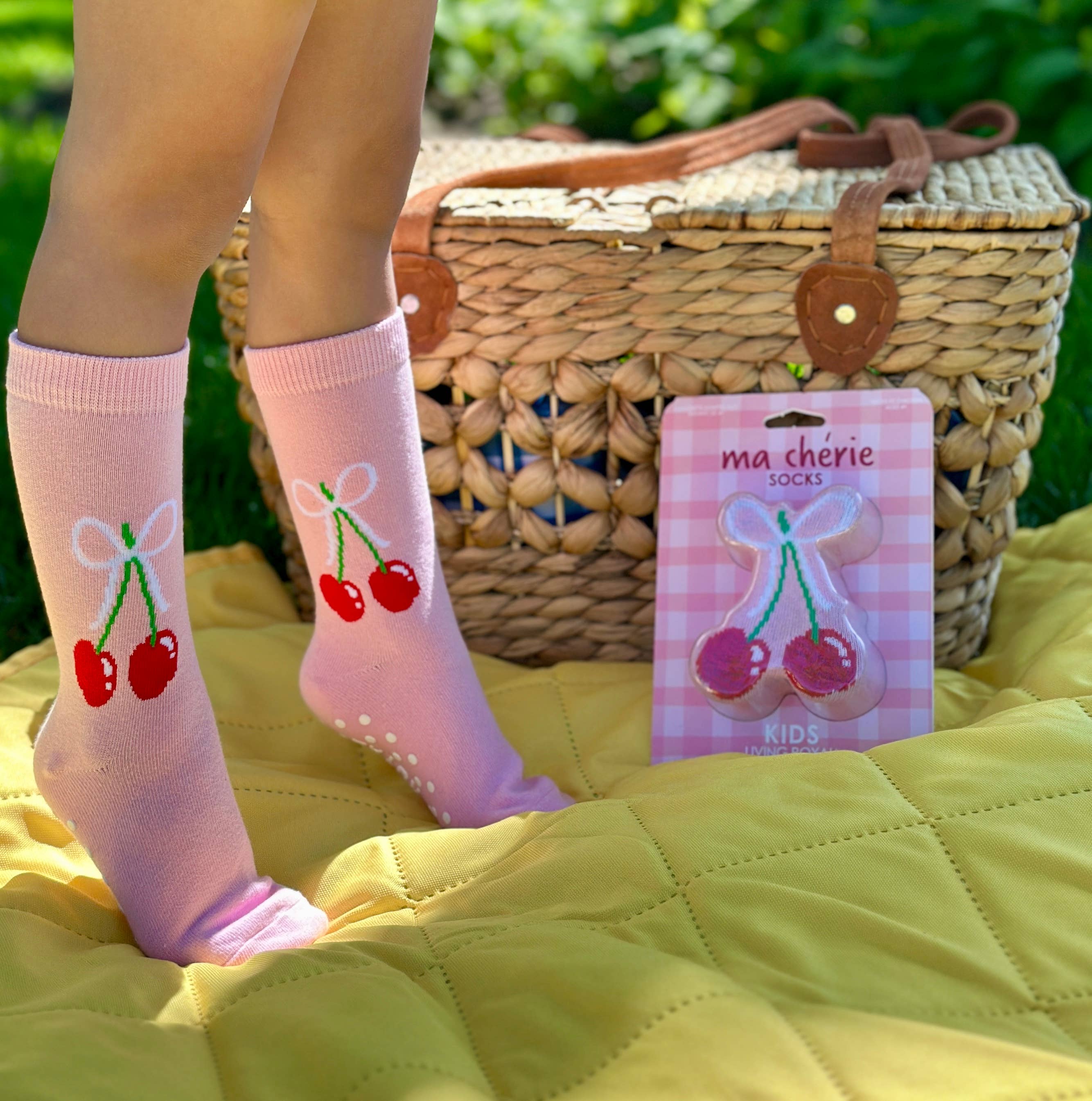3D Packaged Crew Socks - Kids - Cherries Tied w/ Bow
