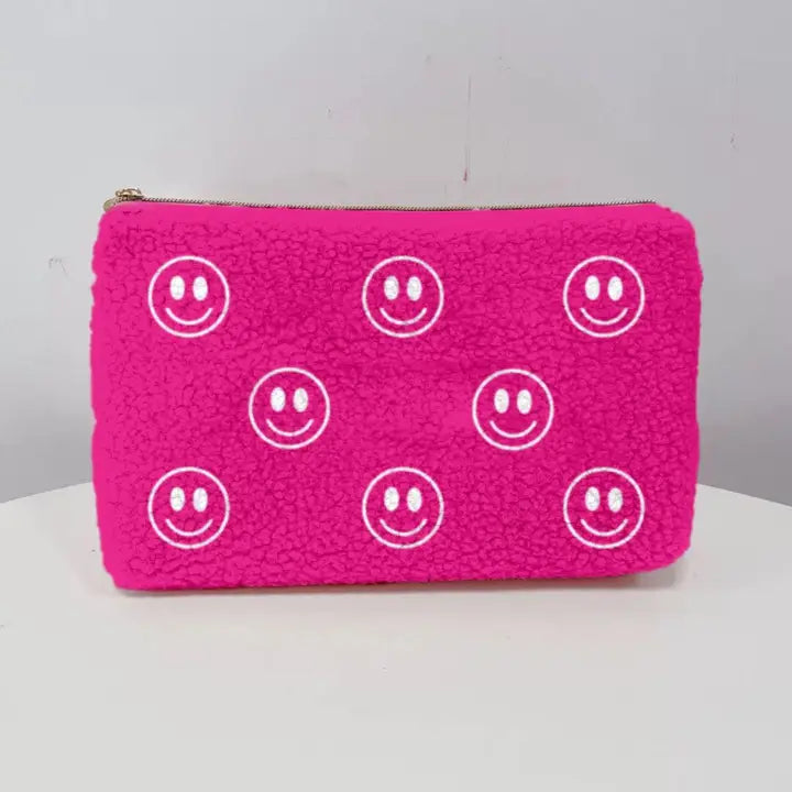 Fluffy Cosmetic Bag - Hot Pink