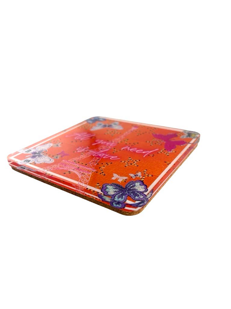 Set of 4 Acrylic Coasters in holder, All You Need