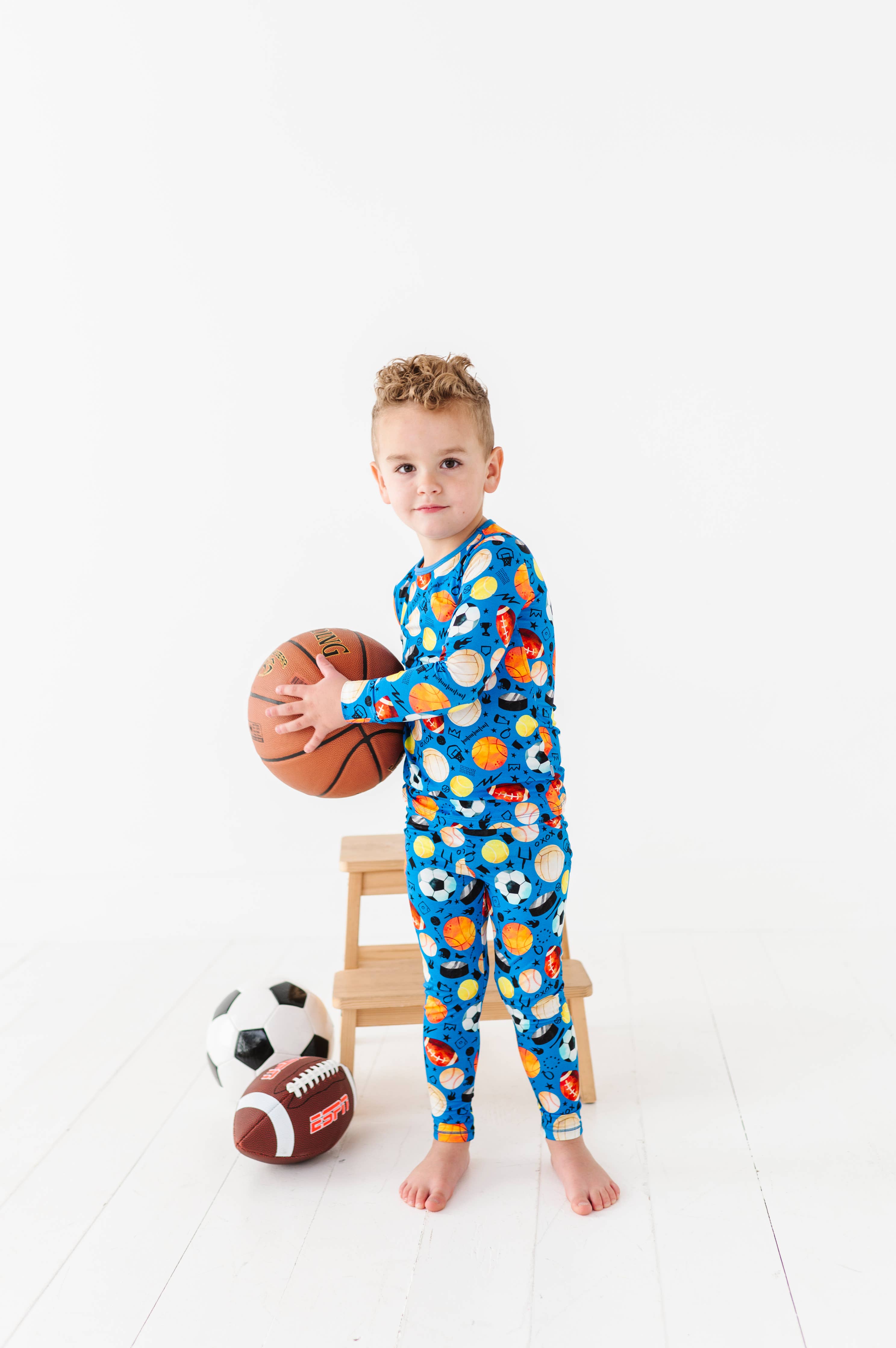 Blue Sports Long Sleeve PJ Set