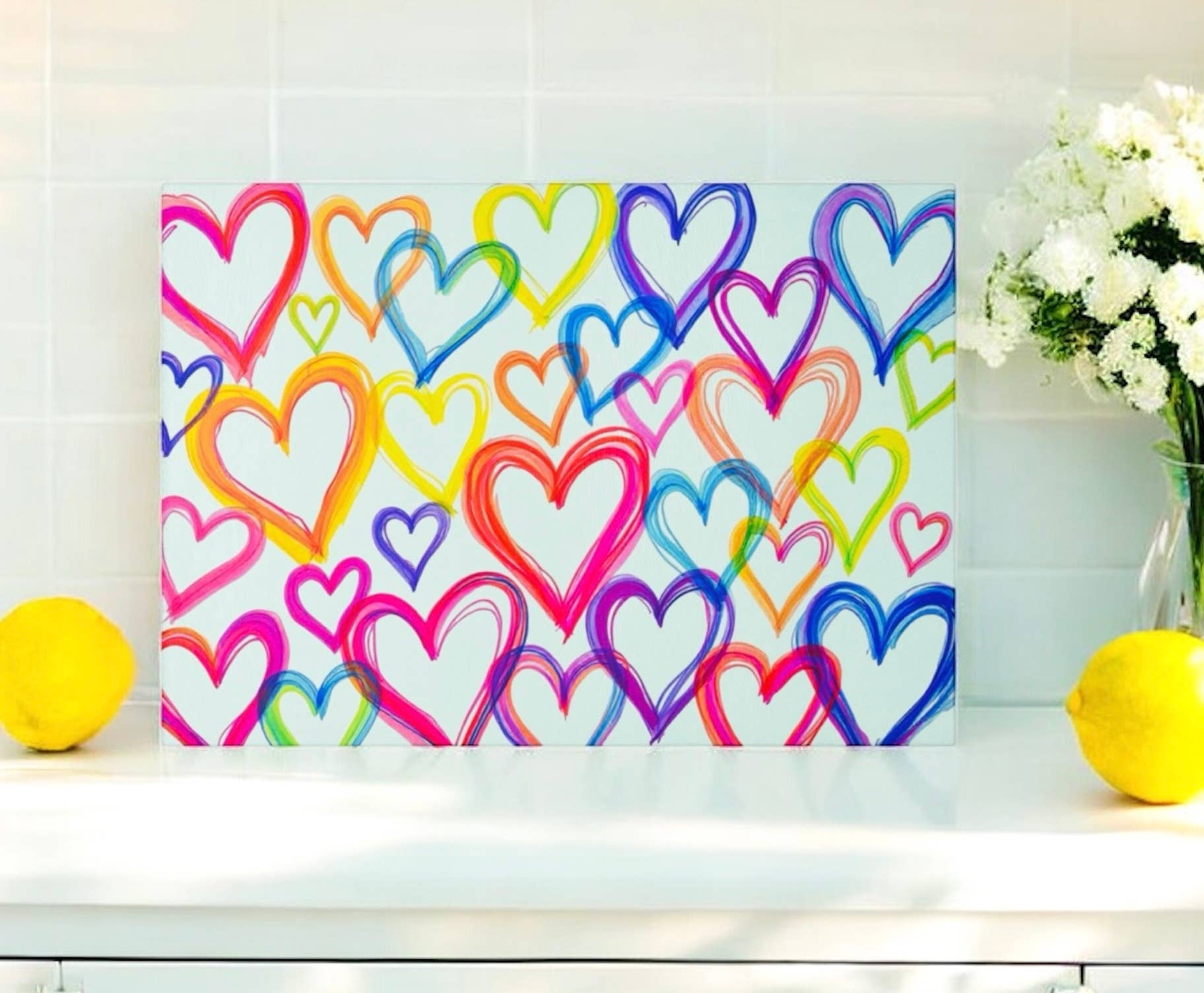 Graffiti Hearts Cutting Board 