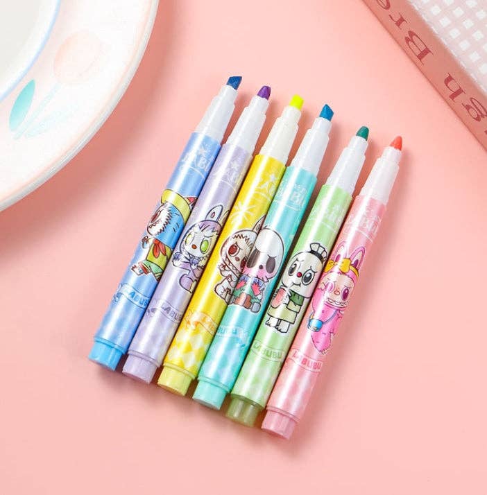 Labubu 6 Assorted Colored Highlighters