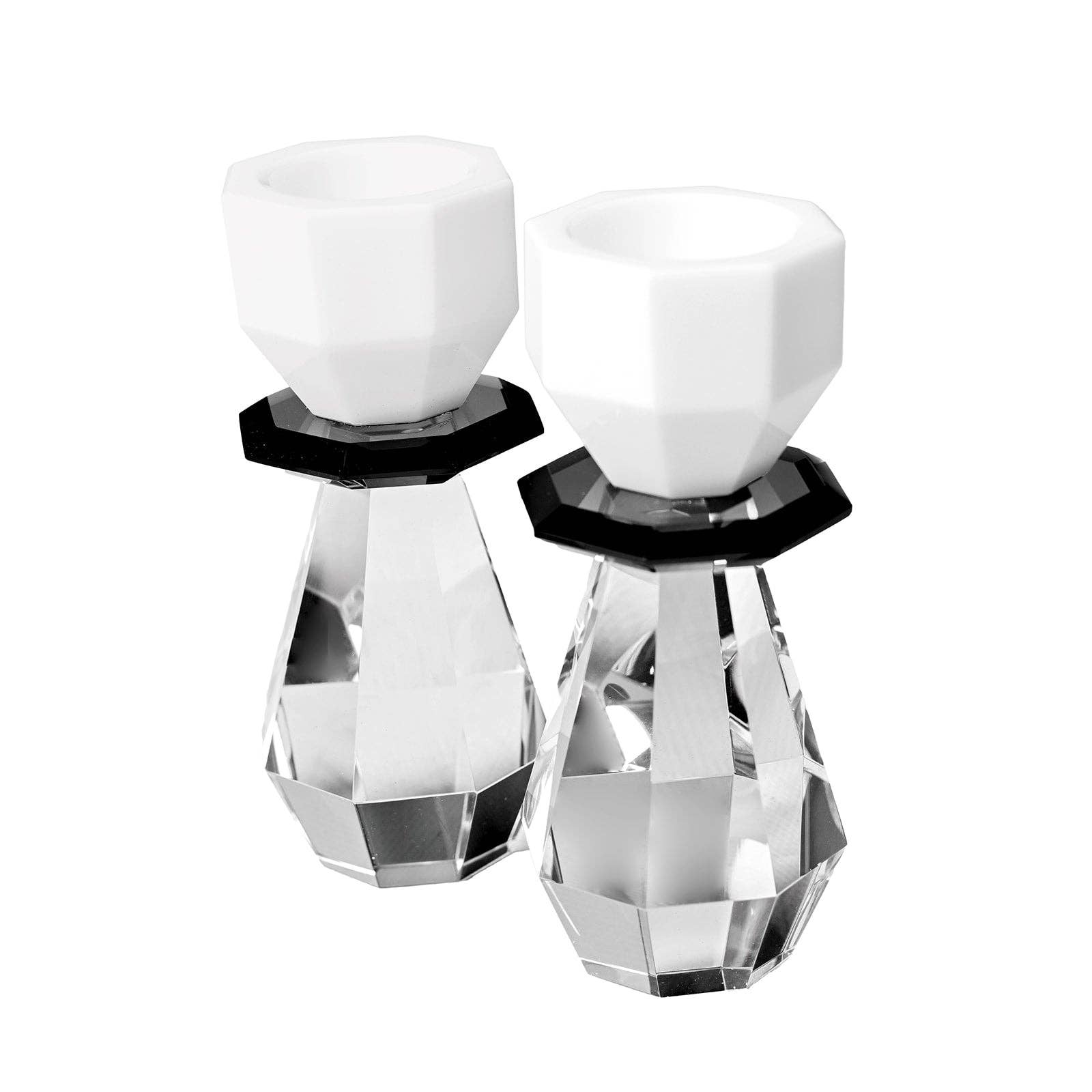 Modern Cut Tea-Light & Candle Holders - White/Black