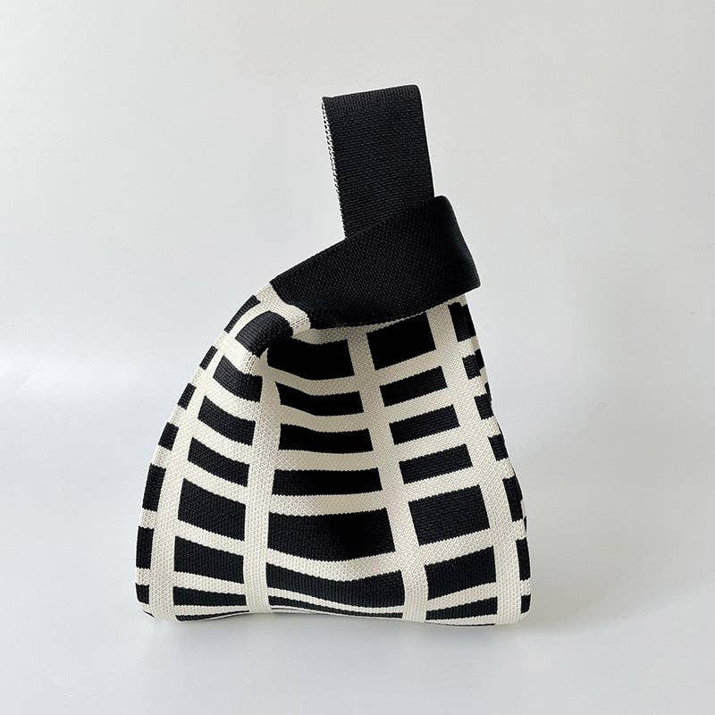 Classic Black&White Stripe Woven Bag