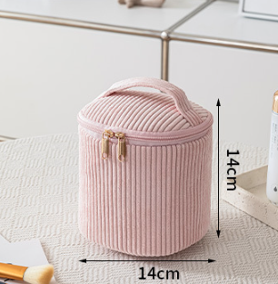 pink Corduroy cosmetic bag travel bag - 4 pc set