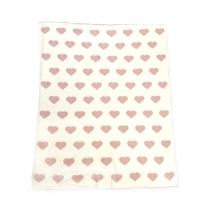 Personalized Hearts Reversible Organic Sweater Knit Baby Blanket