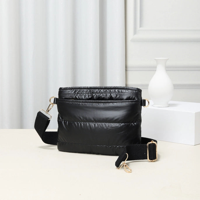 Puffer Quilted Crossbody Bag - Black